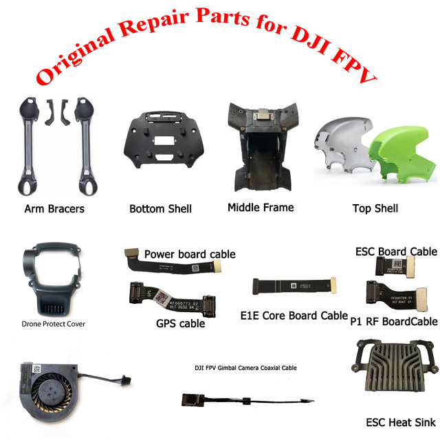 Original Drone Repair Parts Top Bottom Shells Arm Bracers Middle Frame ESC GPS Cable Heat Fan Gimbal Cover Replacement