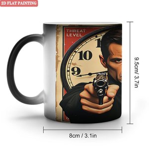 Four Seasons Universal Household Mug Frosted Black 11oz <b>Ceramic</b> Heat Activated Drinking <b>Cup</b> - Product Image 1