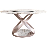 Moderner faltbarer Esstisch und Stuhl Set Rock platte Italienischer Stil erweiterbarer Esstisch Home Villa runder Tisch mit Plattenspieler