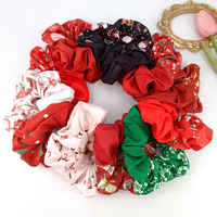 Grande élastique à cheveux en satin imprimé Noël de 13 cm pour femmes et filles, accessoire de coiffure pour les fêtes et le quotidien