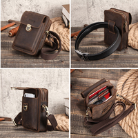 Pochette de téléphone vintage en cuir véritable pour homme, convertible en sac banane avec passant de ceinture, compatible avec les téléphones portables de 6,9 pouces, avec emplacements pour cartes