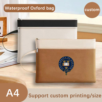 Sac de classement portable en tissu Oxford A4 avec fermeture éclair, personnalisable avec logo et motif imprimé, grande capacité pour étudiants et bureau