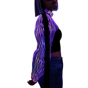 Collier long à une épaule lumineux en fibre optique LED, style <span class=keywords><strong>steampunk</strong></span> unisexe noir pour festival cosplay - Product Image 2