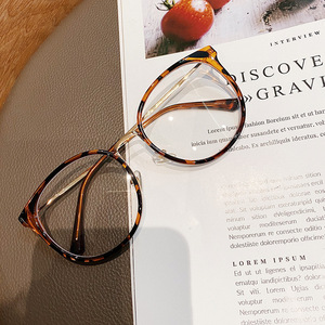 Monture de lunettes coréenne rétro Qianai, ronde, taille moyenne, en TR doré, avec verres hybrides anti-lumière bleue, pour femmes, lunettes optiques - Product Image 3