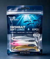 Sacs d'emballage personnalisés pour leurres de pêche, sacs souples en plastique laminé avec fermeture éclair Euro pour vers artificiels, sacs d'appâts personnalisés avec logo sur mesure