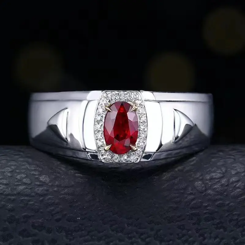 SGARIT Custom Rubin ring Nature del stein 18 Karat Weißgold 0,49 CT Rubin ring Taube Blutroter Rubin diamant ring
