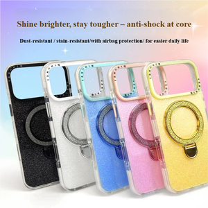 Coque Y2K Scintillante Intégrale pour <span class=keywords><strong>iPhone</strong></span> 16 17 Pro Max, Coque Rigide avec Béquille Pliable, Protection Arrière Antichoc Effet Étoilé - Product Image 6