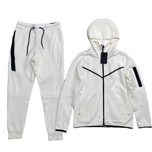 Ensemble de survêtement thermique respirant à séchage rapide avec logo personnalisé, en molleton bouclette uni à manches longues et fermeture éclair sur le devant pour homme - Product Image 4