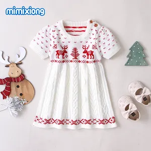 Mimixiong vestido para meninas, vestido de malha para bebês recém-nascidos, criança, outono, inverno, lindo, natal, linha a, roupas de princesa