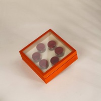 Boîte Cadeau Écologique Recyclable Orange Transparente pour Huile d'Olive et Nid d'Oiseau, avec Plateau Intérieur pour 6/8 Bouteilles en Verre