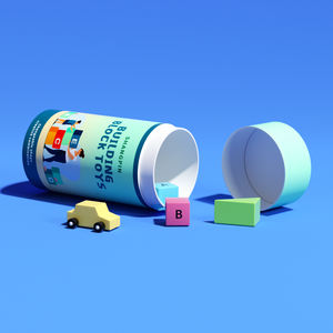 Contenitori regalo per bambini impermeabili di fascia alta in tubi di carta modello cartone animato Mini giocattolo mattoncini giocattolo - Product Image 3