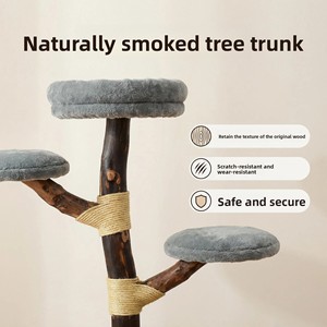 Árbol rascador para gatos al por mayor, diseño de ramas único, plataforma de felpa suave, madera natural estética, cartón sostenible, 4 niveles para - Product Image 3