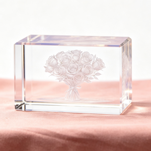 Cubo de Cristal Grabado con Láser 3D, Rosa Brillante Creativa, Regalo Ecológico Vintage para el Día de San Valentín, Regalo de Cumpleaños, Airose - Product Image 4