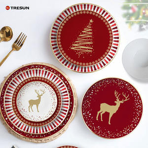 Plat de service en porcelaine fine écologique de Chine, motif flocon de neige, pour gâteaux, dîners, desserts, Noël, mélodie, cerf, en porcelaine osseuse, pour usage en restaurant - Product Image 1