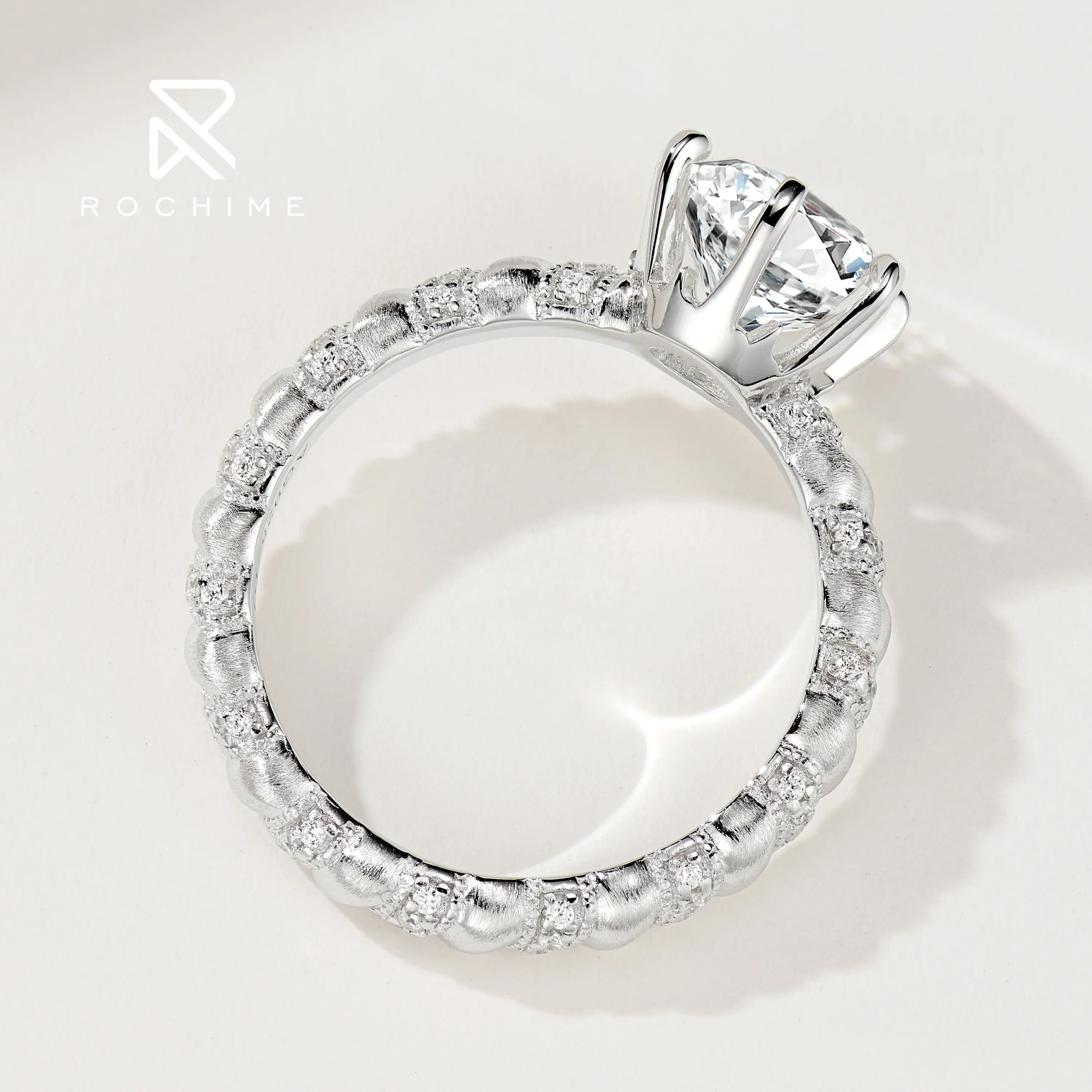 Rochime gambar kawat Vintage cincin berlian kembar 925 perak murni perhiasan tinggi batu permata zirkonia kubik cincin wanita