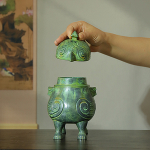 Coperchio per Contenitore a Forma di Gufo in Ottone Xiaoyou, Scultura Artistica Antica, Modello con Tecnica di Fusione, Souvenir da Collezione, Vendita all'Ingrosso - Product Image 2