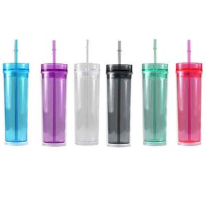 Gobelet isotherme double paroi en acrylique de 16 oz avec paille pour lave-vaisselle, idéal pour restaurants, bars et salons - Product Image 4