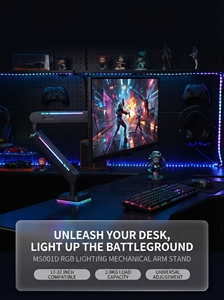 Support d'écran d'ordinateur <span class=keywords><strong>pour</strong></span> e-sport avec lumière RGB, <span class=keywords><strong>bras</strong></span> mécanique, sans perçage, réglable en hauteur, <span class=keywords><strong>pour</strong></span> écrans de 17 à 32 pouces, capacité 2-9 kg - Vente Flash - Product Image 4