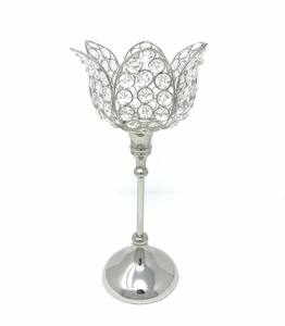 Support de bougie de table en métal et perles de cristal, décoratif de luxe pour la maison, éclairage pour mariages et décorations de Noël - Product Image 1