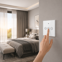 Interruptor Inteligente WiFi para Cortinas, Control Táctil de Pared, Persianas Enrollables, Vidrio Templado, 10A, Control Inteligente para el Hogar