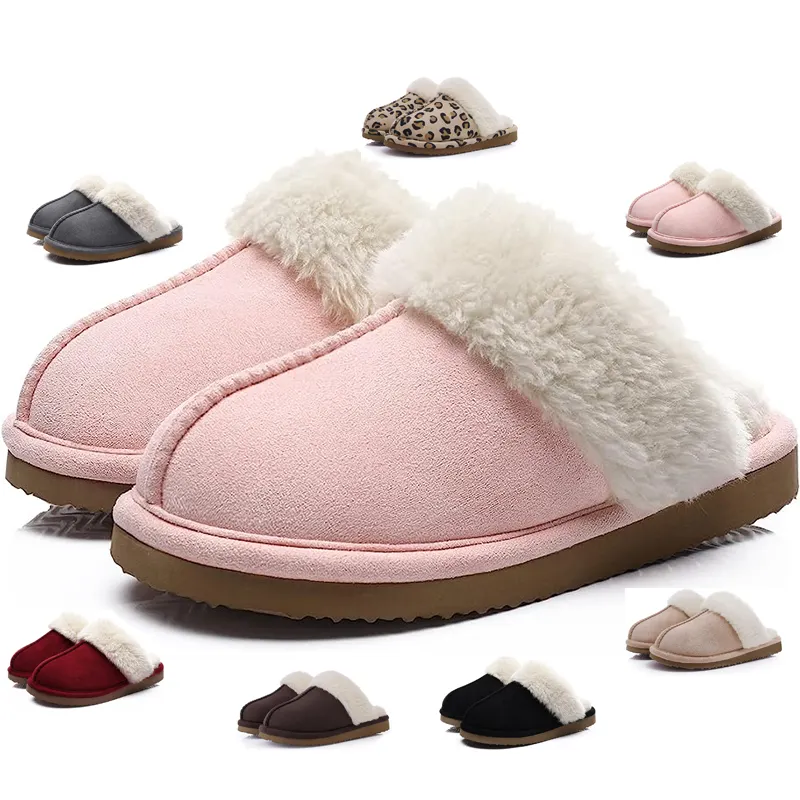 Winter Thuis Slippers Schoenen Dames Kruis Zachte Pluche Harige Vrouwelijke Dia 'S Vrouwen Warm Faux Bont Slippers