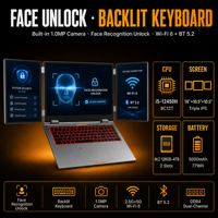Écran triple pour ordinateur portable MAX16 16+10.5+10.5 pouces, écran triple IPS, I5-12450H, DDR4 64 Go, M.2 4 To, 77 Wh, Windows 11 Pro, 2 emplacements de stockage