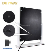 Miroir de courtoisie carré blanc 23,7x6,1x29,2cm 18cm 25cm 2,8cm 4 ampoules LED Panneau arrière en MDF Chargeur 5V/1A DC Capteur tactile