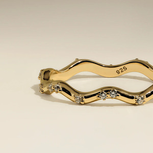 Anillos <span class=keywords><strong>de</strong></span> Diamantes Curvos <span class=keywords><strong>de</strong></span> Oro <span class=keywords><strong>de</strong></span> 14k, Joyería Minimalista, Anillo <span class=keywords><strong>de</strong></span> Plata 925, Resistente al Deslustre, Joyería Impermeable, Anillos Ajustables - Product Image 5