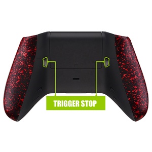 Kit de mise à niveau pour manette Xbox One S X - Coque arrière texturée rouge repensée, poignées noires texturées et interrupteur FlashShot Hair Trigger Stop - Product Image 2