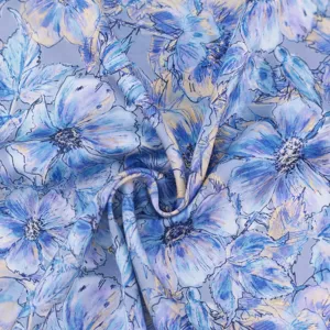 Digital Printed Custom Digital Floral Flower Designs Silky Amani Satin Chiffon Fabric For Skirt