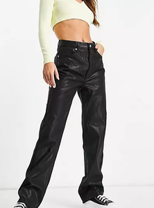 LILUO 2025 Offre Spéciale Streetwear Loose Leg Wax Coated <span class=keywords><strong>Skinny</strong></span> Jeans Black Button Women High Waist Spandex Stretchy Denim Jeans - Product Image 6