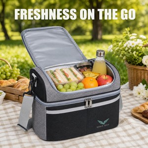 Sac isotherme pliable portable imprimé sur mesure, doublure PEVA étanche pour le travail, le camping, la conservation des aliments frais, sac à lunch isotherme - Product Image 1