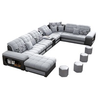 Canapé d'Angle en Tissu Lin Gris en Forme de U, Prix Usine Fournisseur Chine, Canapé Modulaire Maison Moderne avec Rangement