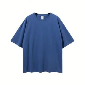 เสื้อยืดคอกลมแขนสั้นทรงหลวมสำหรับผู้ชาย ผ้าฝ้ายถัก 100% น้ำหนัก 300 กรัม ลวดลายเรียบ ทรงโอเวอร์ไซส์ สไตล์ลำลอง - Product Image 6