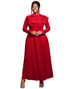 AM050803 Elegante <span class=keywords><strong>Abito</strong></span> da Chiesa Verde a Maniche Lunghe con Design a Libellula e Plissettatura a Linea A <span class=keywords><strong>per</strong></span> <span class=keywords><strong>Natale</strong></span> - Product Image 4