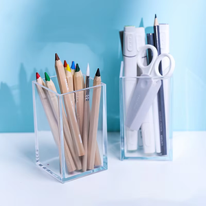 Rõ ràng Acrylic Bàn phụ kiện & văn phòng phẩm tổ chức bút chì bút & trang điểm bàn chải chủ Display Rack khái niệm - Product Image 2