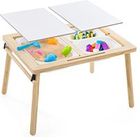 Mesa de Madera Multifuncional Moderna para el Aprendizaje Sensorial de los Niños, con Caja de Almacenamiento, Forma Cuadrada, 2 Plazas, para Uso Escolar y en el Dormitorio