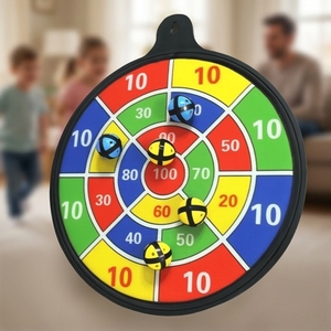 กระดานปาลูกดอกในร่มสำหรับเด็กเล็ก เกมปาลูกดอกแบบ OEM เป็นมิตรกับสิ่งแวดล้อม ปลอดภัย พร้อมลูกดอก 6 ดอก และลูกบอลเหนียว 6 ลูก - Product Image 1