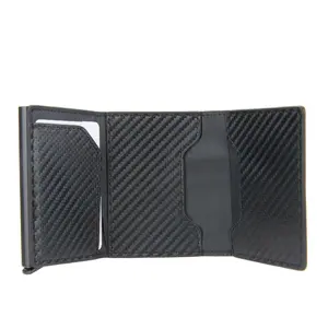 Pop-out Rfid Card Holder Slim Aluminum Wallet Carbon Fiber Credit Card Holder Rfid Credit Card Holder Wallet For Men Women