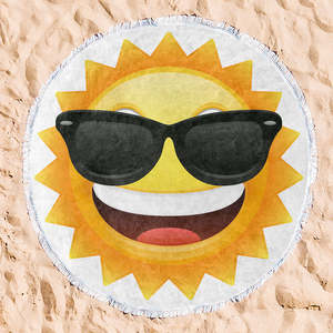 Serviettes de plage Hawaï Smiley Été Mignonnes Écologiques Tissées Séchage Rapide Anti-Sable Grandes en Polyester à Pompons - Product Image 1