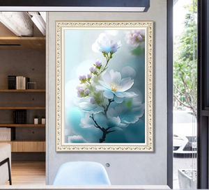 Kit de peinture au diamant avec perles recouvertes de fleurs de prunier modernes en plastique pour la maison paysage pierre précieuse art acrylique peinture au diamant - Product Image 2