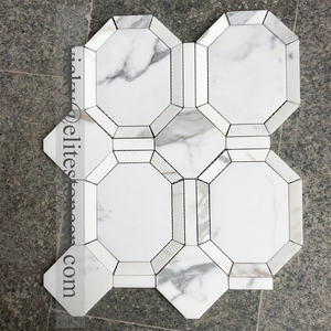 Calacatta batu marmer emas efek 3D ubin mosaik desain Modern untuk dekorasi dinding Interior rumah ketebalan 10mm dengan fitur parket - Product Image 6