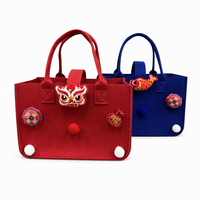 Sac cadeau personnalisé en feutre rouge grand format, motif poisson, sac fourre-tout pour mariage, sac à main avec poignée, sac de shopping réutilisable en gros