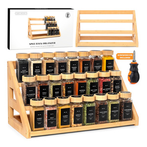 Bamboo Spice <b>Rack</b> Organizer 3 Tier Holds 24 Jars Standing <b>Kitchen</b> Cabinet <b>Storage</b> - Product Image 1