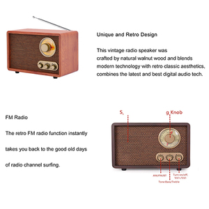 Nuevo Altavoz Inalámbrico Retro de Madera R05 BT 2026, <span class=keywords><strong>Radio</strong></span> Portátil Recargable FM AM SW de 3 Bandas - Product Image 4