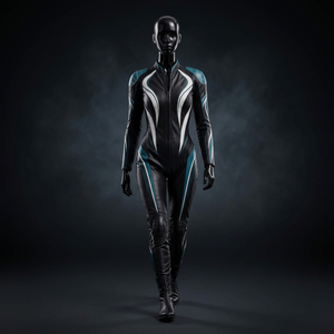 Women Black Leather Motorcycle Racing <b>Suit</b> <b>Full</b> <b>Body</b> Jumpsuit Color Blocked Protective Gear - Product Image 1