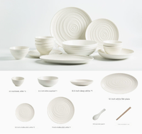 Service de table en céramique esthétique minimaliste de haute qualité, vaisselle à texture spirale pour la maison, les restaurants et les mariages
