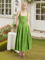 Robe longue d'été sans manches en maille à col carré pour femme