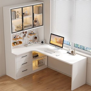 <span class=keywords><strong>Scrivania</strong></span> Angolare Semplice in Legno per <span class=keywords><strong>Computer</strong></span> con Libreria Integrata <span class=keywords><strong>e</strong></span> Cassetti per Casa <span class=keywords><strong>e</strong></span> Camera da Letto - Product Image 5