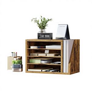Wood <b>Desk</b> <b>Organizer</b> with 5 Adjustable Shelves Modern Design Space-Saving <b>File</b> Holders for Office Home & Living Room - Product Image 1